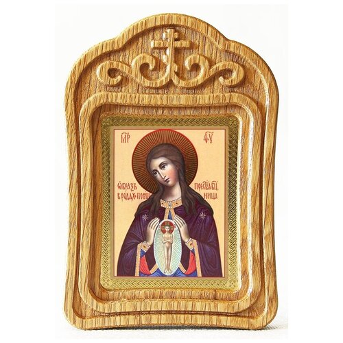 Икона Божией Матери Помощница в родах, резная деревянная рамка резная икона помощница