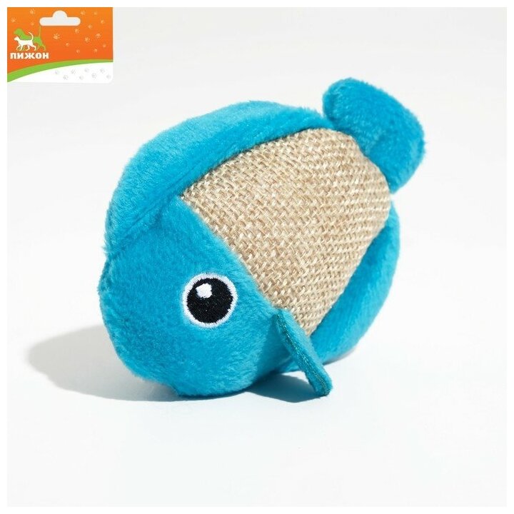 Мягкая игрушка для кошек с кошачьей мятой "Рыбка", голубая 7149053
