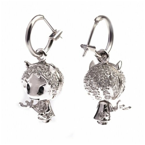 Серьги черт в светлом металле в стразах