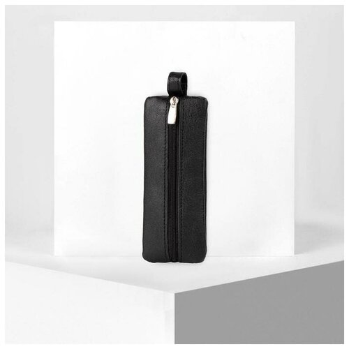 фото Ключница, длина 15 см, отдел на молнии, металлическое кольцо, цвет чёрный