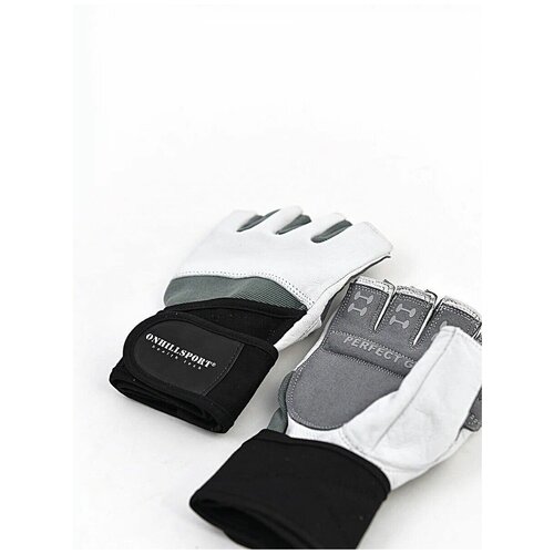 OnhillSport Перчатки для фитнеса мужские кожаные Q10, цвет чёрный/белый, размер M