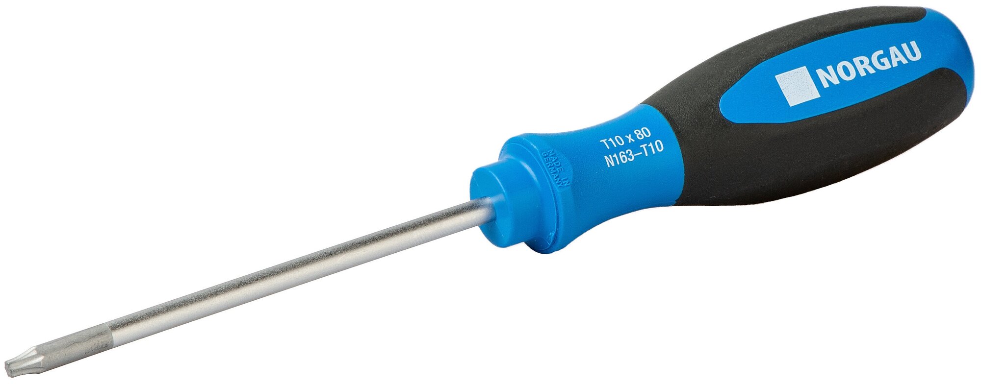 Отвертка Torx T10х80, NORGAU Industrial с закаленным стержнем из CrMoV стали и двухкомпонентной рукояткой, T10х80