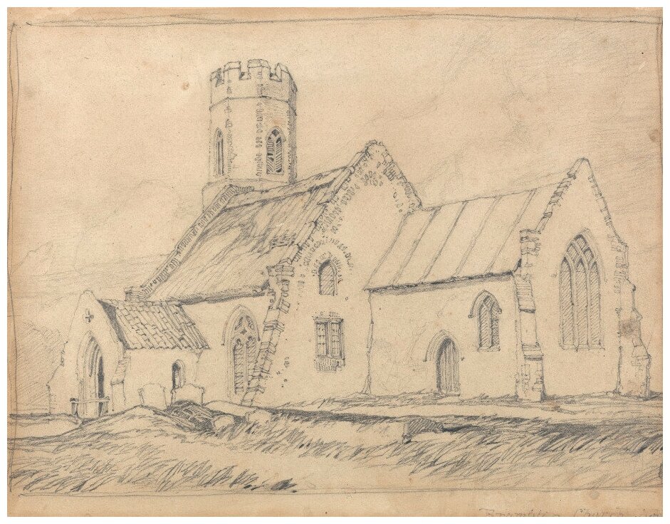 Репродукция на холсте Церковь Брэмптона, Норфолк, с юго-востока Котман Джон Селл 39см. x 30см.