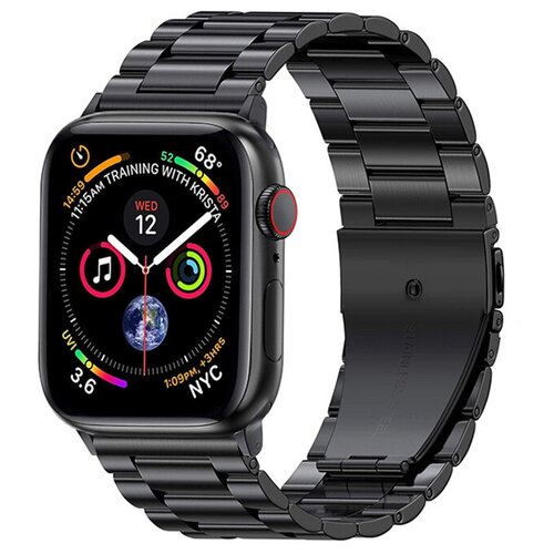 Металлический ремешок для Apple Watch 42/44/45/49 mm, Series 1 - 8, SE, Ultra, Black ремешок металлический из нержавеющей стали для умных смарт часов apple watch 42 44 45 49 mm series 1 9 блочный серебристо белый