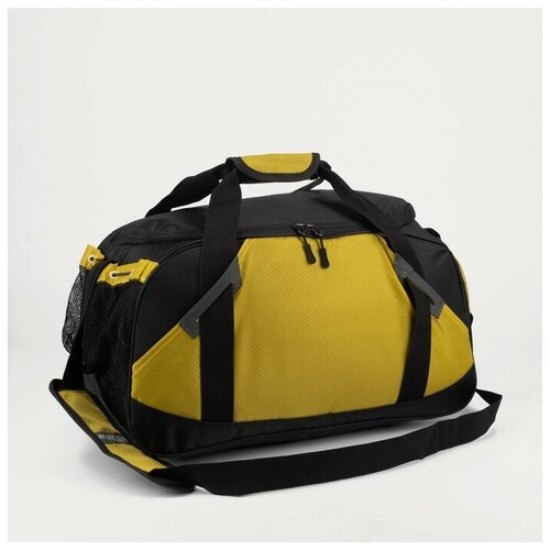 фото Сумка спортивная, отдел на молнии, отдел для обуви, 2 наружных кармана, длинный ремень, чёрный/жёлтый нет бренда