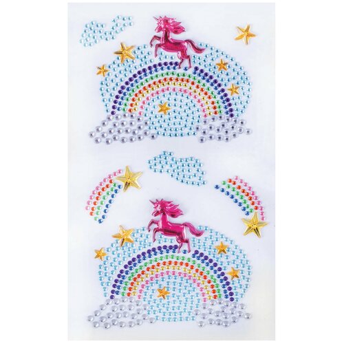 В заказе 10 шт. Наклейки готовые из страз на радуге, 7 декоративных элементов, 9,5×15,5 см, остров сокровищ, 662237