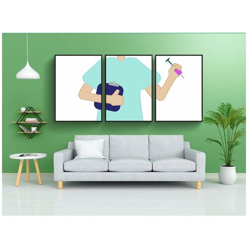 фото Набор модулных постеров для интерьера "медсестра, медицинский персонал, вакцина" 60x90 см. в тубусе, без рамки lotsprints