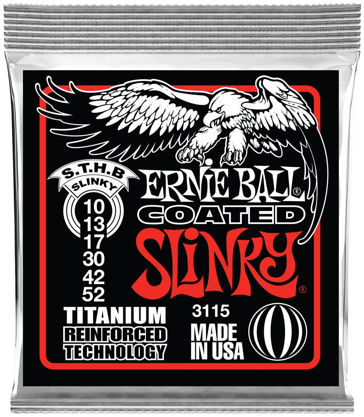 Струны для электрогитары с титаном Ernie Ball Titanium 3115 (10-52)