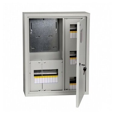 Распределительный шкаф ЩУРн, 18 мод, IP31, навесной, сталь, серая дверь, с клеммами | код. MKM32-N-18-31-ZO | IEK ( 1шт. )