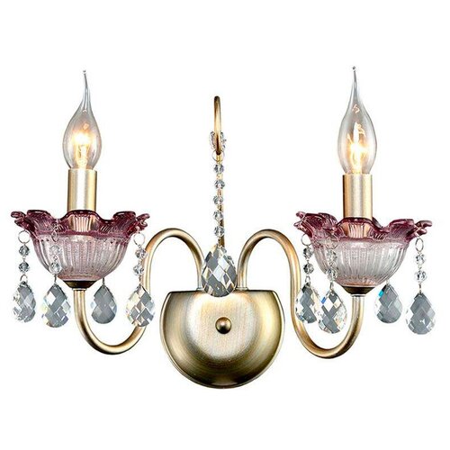 Бра с хрустальными подвесками Максисвет 3-8190-2-YNBR, настенный светильник в классическом стиле