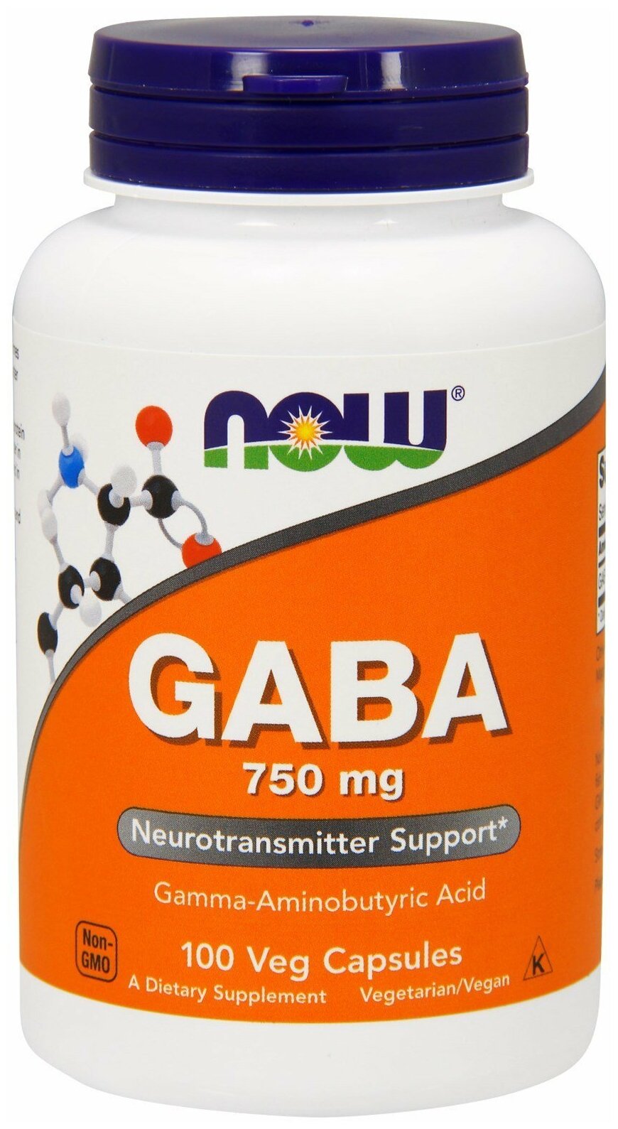 Аминокислота NOW GABA 750 mg (100 капсул)