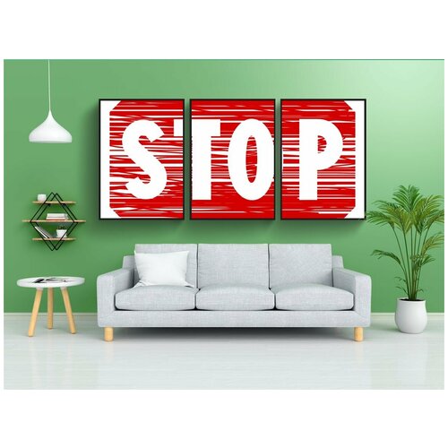 фото Набор модулных постеров для интерьера "останавливаться, таблички, сигнал" 60x90 см. в тубусе, без рамки lotsprints