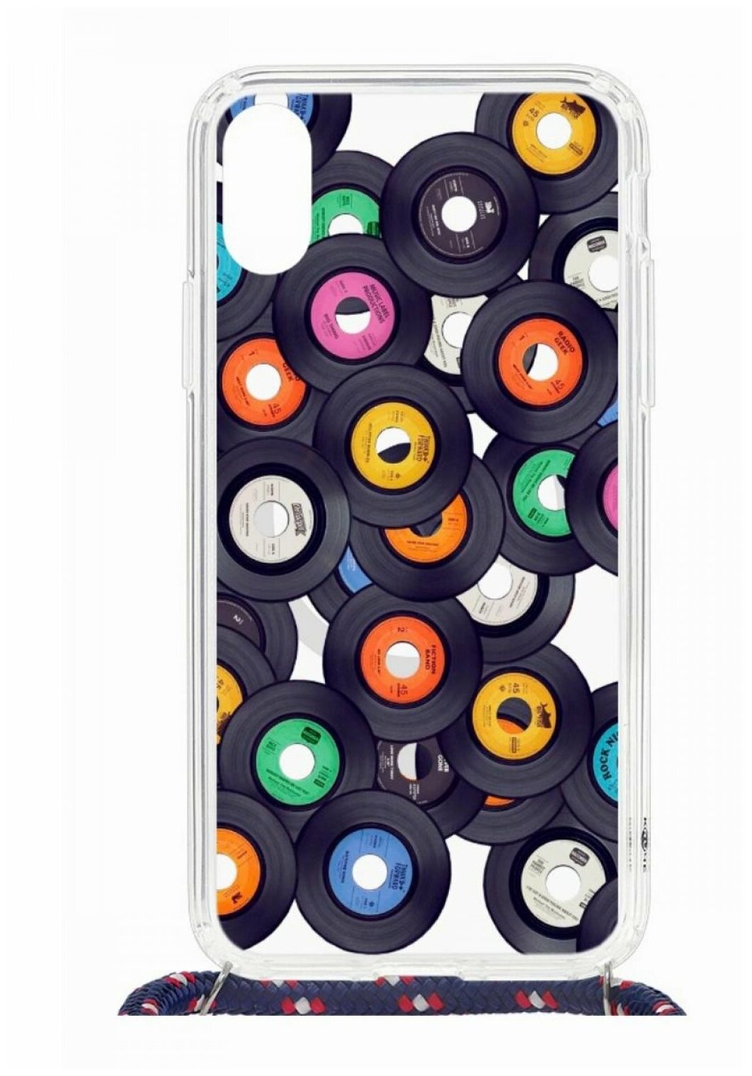 Чехол Apple iPhone X/XS Magrope MagSafe Kruche Print Виниловые пластинки/с шнурком/накладка/противоударный/защита камеры/с рисунком/МагСейф