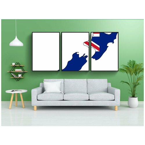 фото Набор модулных постеров для интерьера "новая зеландия, карта, страна" 60x90 см. в тубусе, без рамки lotsprints