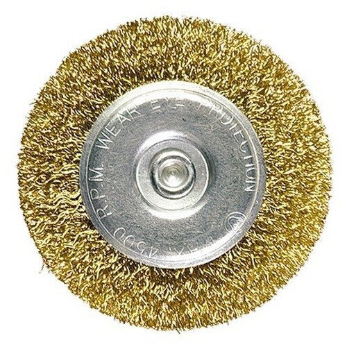 Щетка для дрели 30 мм плоская со шпилькой латунированная витая проволока Matrix 294₽