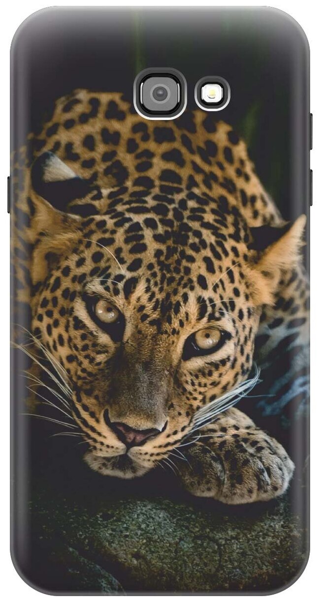 Ультратонкий силиконовый чехол-накладка для Samsung Galaxy A7 (2017) с принтом "Загадочный леопард"