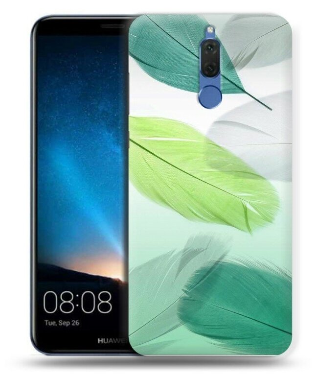 Дизайнерский силиконовый чехол для Хуавей Нова 2i/Мате 10 Лайт / Huawei Nova 2i Перья