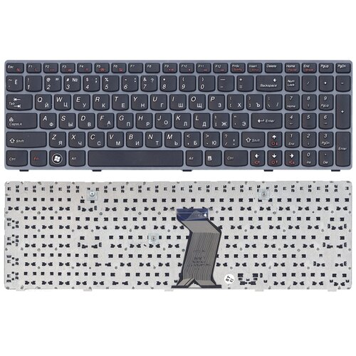 Клавиатура для ноутбука Lenovo IdeaPad G510A черная с серой рамкой 240000₽