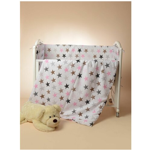 Бортик для детской кроватки Patrino Нежный сон (розовый/принт звезда) Р-6-420