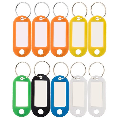 Бирки для ключей, упаковка из 10 штук, размер 1 бирки 4,8х2,2 см, размер окна 1.8х3 см, пластик, цвет в ассортименте