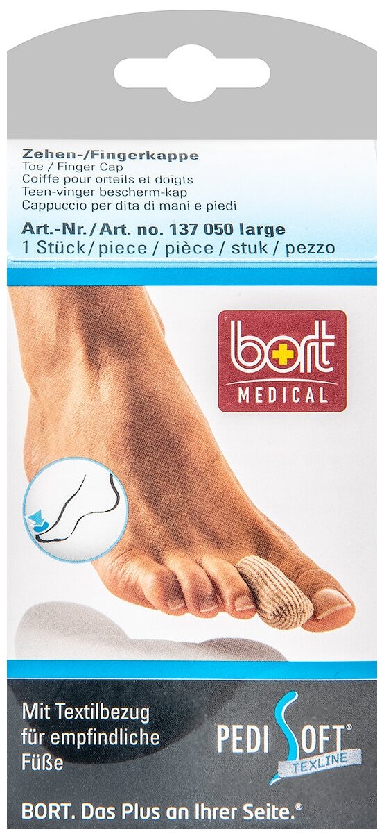 Напальчник защитный гелево-тканевый для пальцев ног и рук Bort Medical, размер M