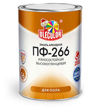 Эмаль ПФ-266 для пола OLECOLOR (Артикул: 4300000259; Цвет: Желто-коричневый; Фасовка = 1,9 кг)