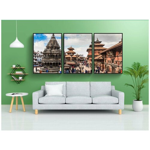 фото Набор модулных постеров для интерьера "храм, дворец, площадь дурбар" 60x90 см. в тубусе, без рамки lotsprints
