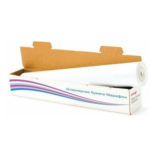 Бумага Xerox A0 914мм 50м 80г/м² Марафон (450L90001M), 914 мм x 50 м, бeлый xerox бумага без покрытия xerox 450l90237m марафон рулон a2 17 420 мм x 150 м 75 г м2 втулка 3 76 мм