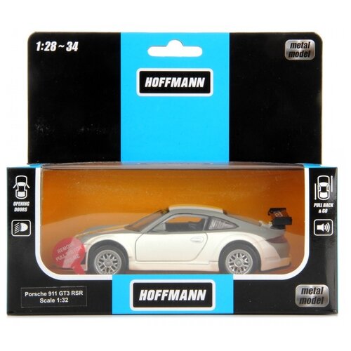 Гоночная машина Hoffmann Porsche 911 GT3 RSR (102800) 1:32, 14 см, белый машина металлическая hoffmann 102786 porsche 911 gt3 rs 997 1 32