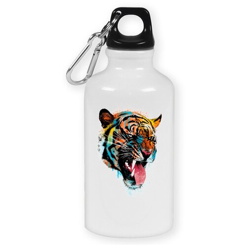 Бутылка с карабином CoolPodarok Графика. Цветной тигр бутылка с карабином coolpodarok meow тигр