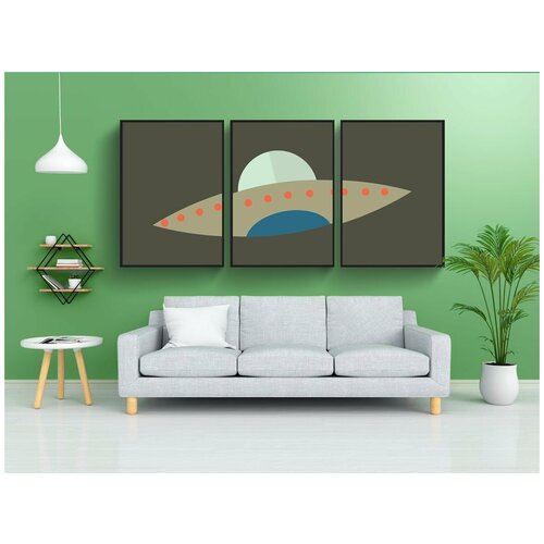 фото Набор модулных постеров для интерьера "ночь, нло, внеземной" 60x90 см. в тубусе, без рамки lotsprints