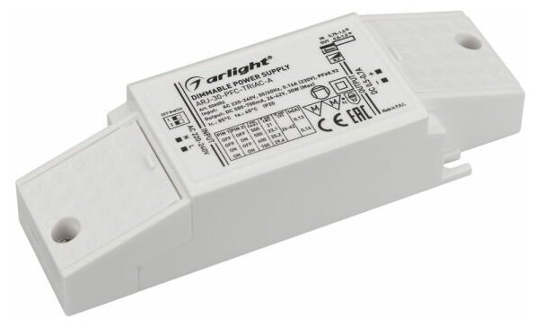 026052 Блок питания ARJ-30-PFC-TRIAC-A (30W, 500-700mA) (Arlight, IP20 Пластик, 5 лет)