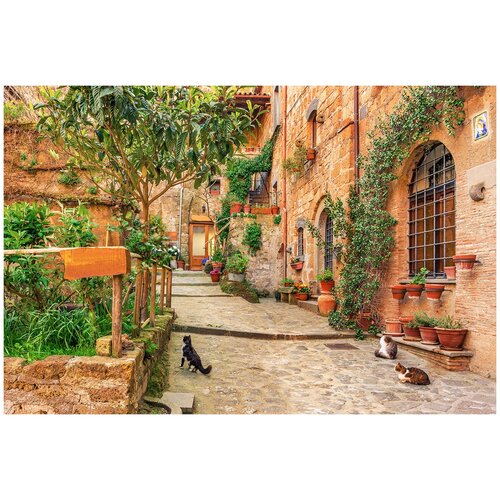 Фотообои Уютная стена Красивая улица в Старом городе. Тоскана 410х270 см Бесшовные Премиум (единым полотном)