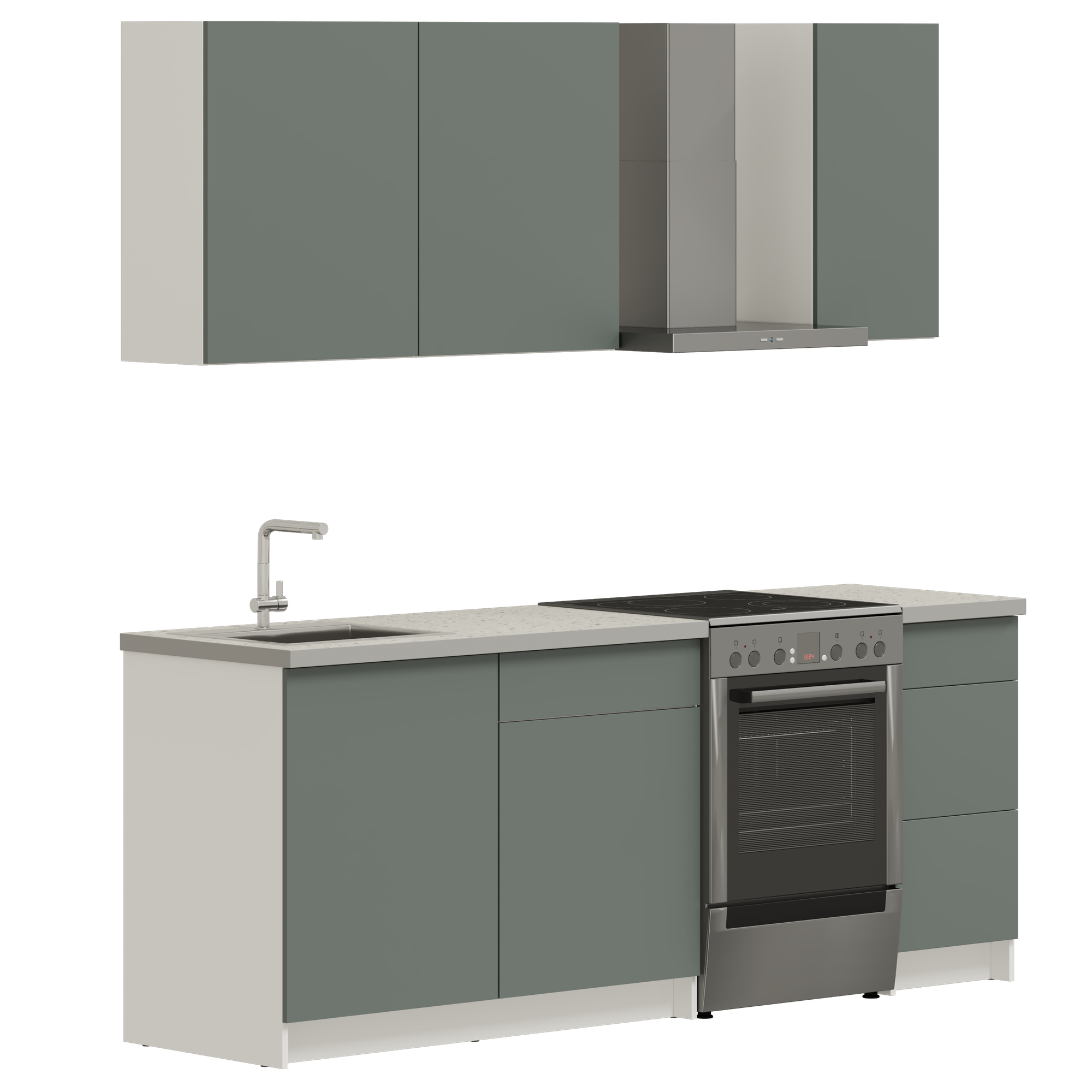 Кухонный гарнитур, кухня прямая Pragma Elinda 162 см (1,62 м), со столешницей, ЛДСП, дымчатый зеленый