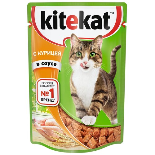 Влажный корм для кошек Kitekat курица 28 шт. х 85 г (кусочки в соусе)
