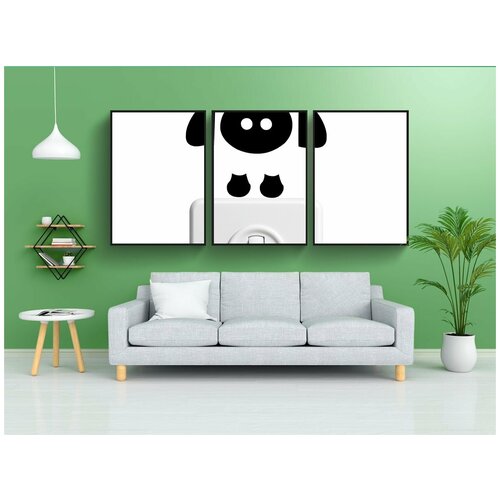 фото Набор модулных постеров для интерьера "наклейка, корова, привет" 60x90 см. в тубусе, без рамки lotsprints