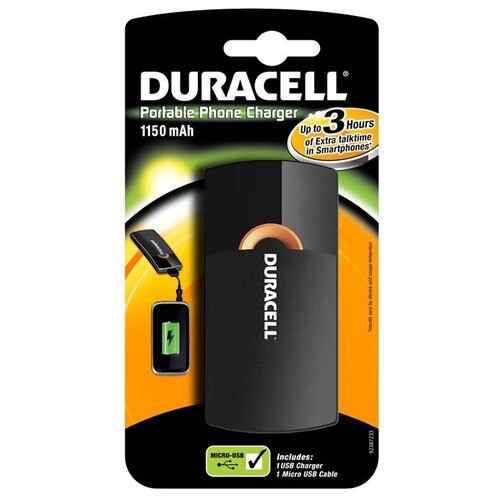 Портативное USB зарядное устройство для аккумуляторов Duracell, 1150 mAh