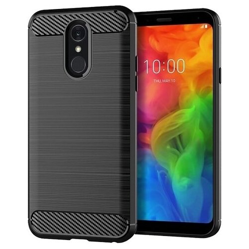 фото Чехол для lg q7 (q7+, q7 alpha) цвет black (черный), серия carbon от caseport