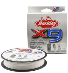 Плетеная леска Berkley X9 150 м. Полупрозрачная 0,17 мм. 9,1 кг.