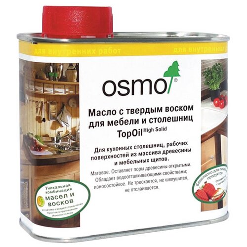 Масло-воск OSMO TopOil шелковисто-матовое, 3028 бесцветный, 0.5 л biofa 5045 твердое масло на водной основе шелковисто матовое 2 5 л 5011 нормандия