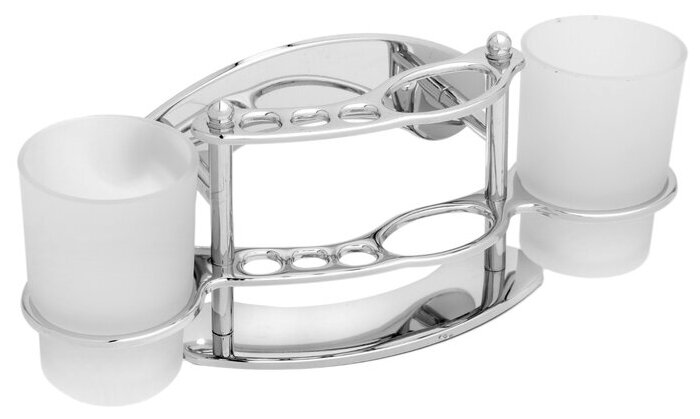 фото Держатель для зубных щеток Accoona A102, настенный, 2 стакана, стекло, хром 1179865