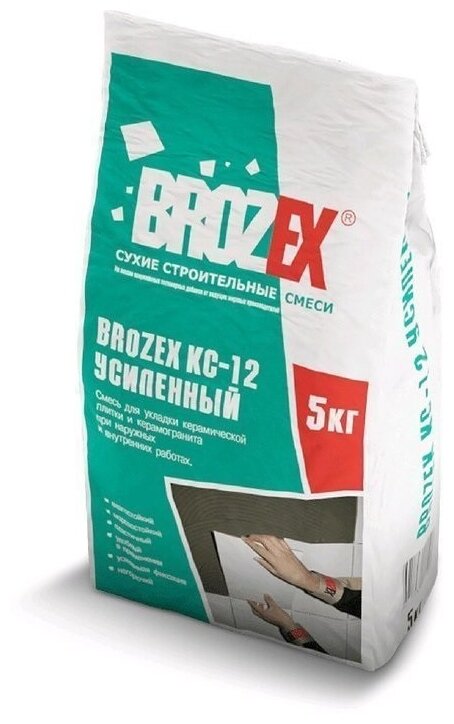 BROZEX Клей для плитки Brozex КС-12 "Усиленный", 5 кг