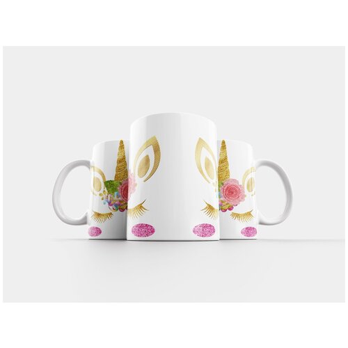 фото Кружка "единорог лицо, единорог, золотая фольга" 320 мл lotsprints