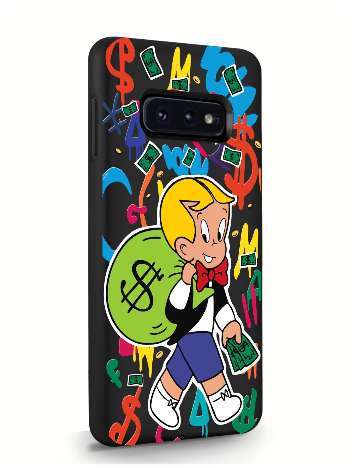 Черный силиконовый чехол MustHaveCase для Samsung Galaxy S10E Monopoly Richie Rich/ Монополи Богатенький Риччи для Самсунг Галакси С10E Противоударный