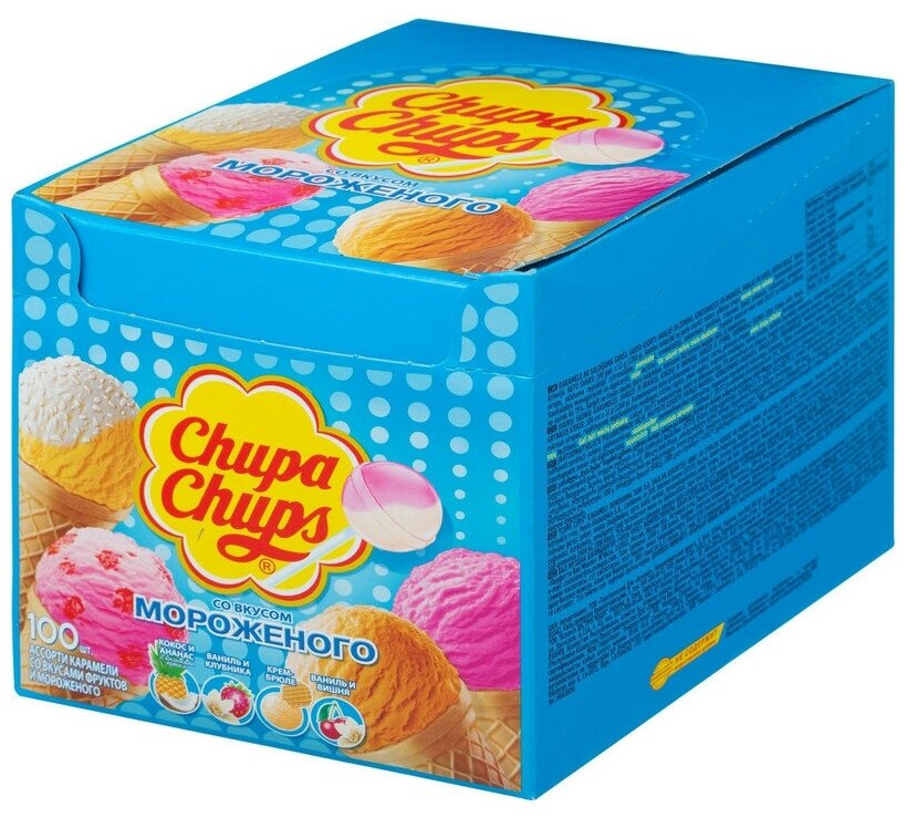 Карамель Chupa Chups Мороженое 12X100 (нов ШБ) ШК pvm 8252776 - фотография № 1