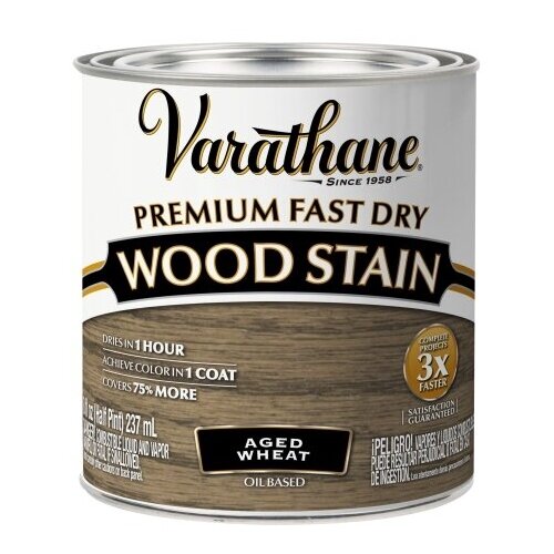 Масло для дерева и мебели Varathane Fast Dry Wood Stain быстросохнущее тонирующее масла, морилка, пропитка для дерева, Спелая пшеница, 0.236 л морилка масло для дерева и мебели varathane wood stain быстросохнущее тонирующее масла пропитка для дерева традиционная вишня 0 946 л