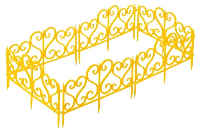 Ограждение садовое декоративное Ажурное цвет жёлтый - фотография № 1