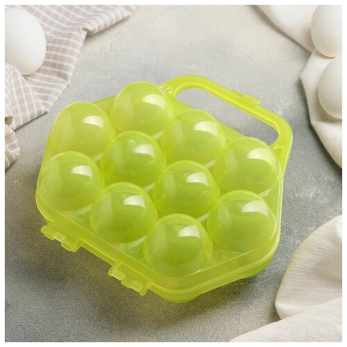 Контейнер для хранения яиц, 19×19×6,5 см, 10 ячеек, цвет микс