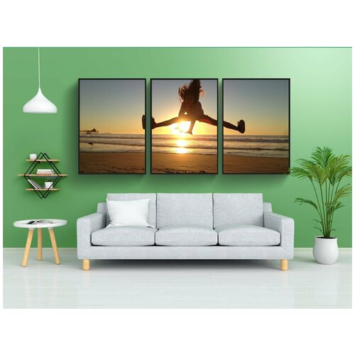 фото Набор модулных постеров для интерьера "прыжки, девочка, прыгать" 60x90 см. в тубусе, без рамки lotsprints