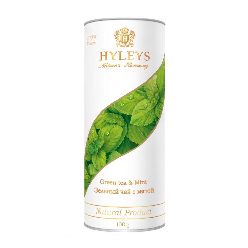 HYLEYS Чай листовой Гармония Природы, зеленый с мятой, туба, 100 г/ - фотография № 1